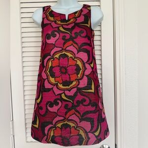Gap Kids Floral Brocade Dress Size 10–11 Pink Gold Sleeveless Shift